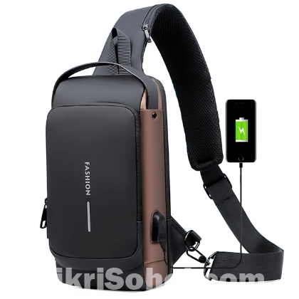 USB Charging Cable Fashion Men Chest Bag